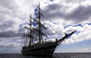 sailing big Ship in ocean