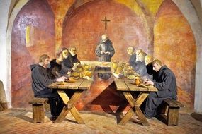 Image of the dinner in the monastery