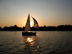 Sunset on the sailboat in Masuria