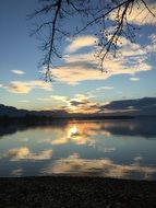 evening sky over a lake in germany