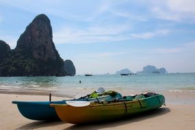 Bright boats on Thailand's sunny beach