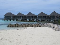 water bungalows in the indian ocean