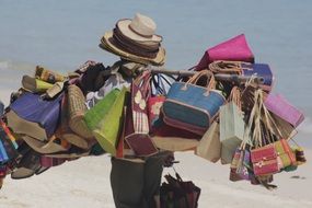 variety of goods of a beach seller