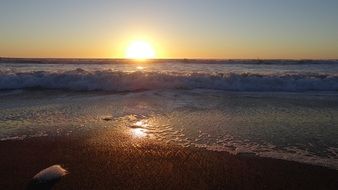 ocean Waves at peaceful sunset