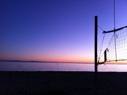 purple sky over the beach during sunset