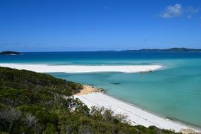 Panorama of a tropical beach on one of the Whitsunday Islands in Australia
