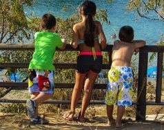 Summer Kids Looking Beach