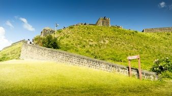 castle with a fortress on a green hill