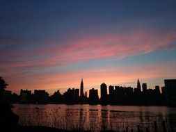 pink sunset over manhattan