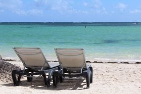 sun loungers on the beach in punta cana