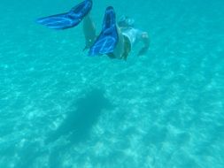 Swim with fins and mask under the ocean in Anguilla, England