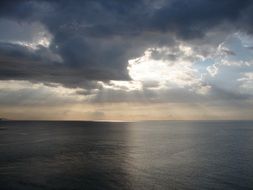 dark storm clouds over the ocean