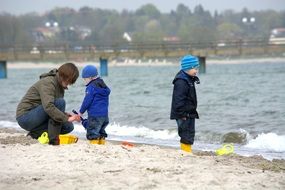 Humans on a baltic sea beach