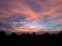 Tranquil Sunset over dark silhouettes
