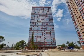 area in front of the new buildings in Novosibirsk