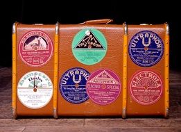old suitcase with stickers
