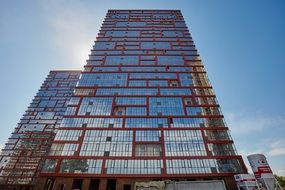 high building in novosibirsk from bottom view