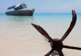 anchor lies on the beach