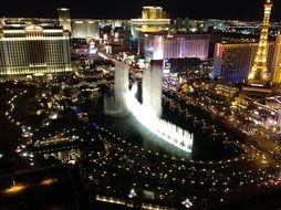 night Water Show at Casino, usa, nevada, Las Vegas