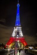 eiffel tower in french flag colors