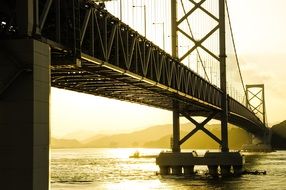 view under the bridge at sunset