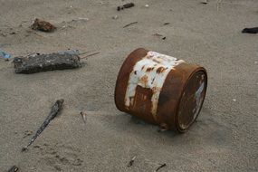 rusty waste on the beach
