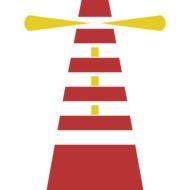 drawing of a lighthouse with lights