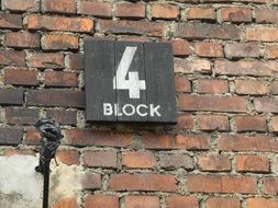 concentration camp Block 4 sign on a wall