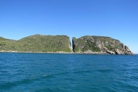 split in rock on coast