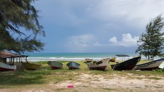 Boats on the shore in Malaysia