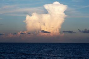 white clouds over a dark blue ocean