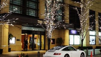 city street in night illumination in Tokyo