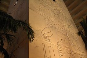 hieroglyphs on the wall of casino luxor in las vegas