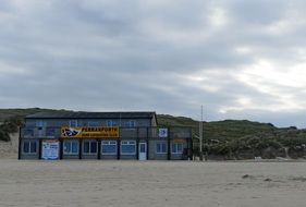 construction on a sandy beach in Cornwall