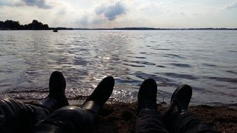 people relaxing on the beach, germany, bavaria