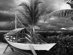 monochrome picture of boat