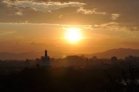 Jing Shan colorful Beijing Sunset above the city