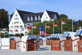 beach cabins on the Baltic Sea in Glucksburg, Germany