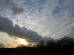 clouds in the evening sky above the trees