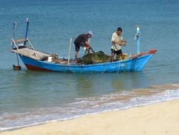 fisher boat on the in vietnam