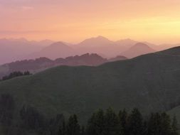 panorama of a bright sunset over tyrol