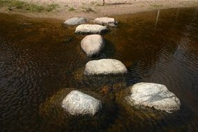 stones like a path in the lake