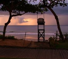 lifeguard tower on beach at dusk, indonesia, Bali