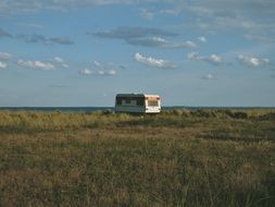 Caravan on the beach in summer