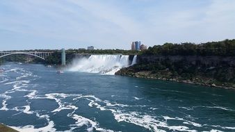 waterfall and bridge in Quebec