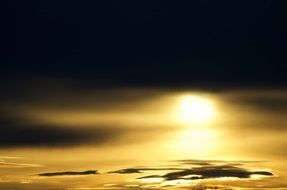Golden color of water at sunset