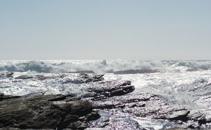 ocean Waves and Rocks on coast