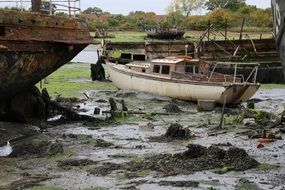 Wrecks Beached Mud