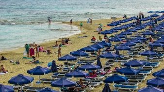 full of tourists beach in Ayia Napa