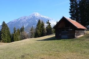 hut on the slope in the Alps, Austria